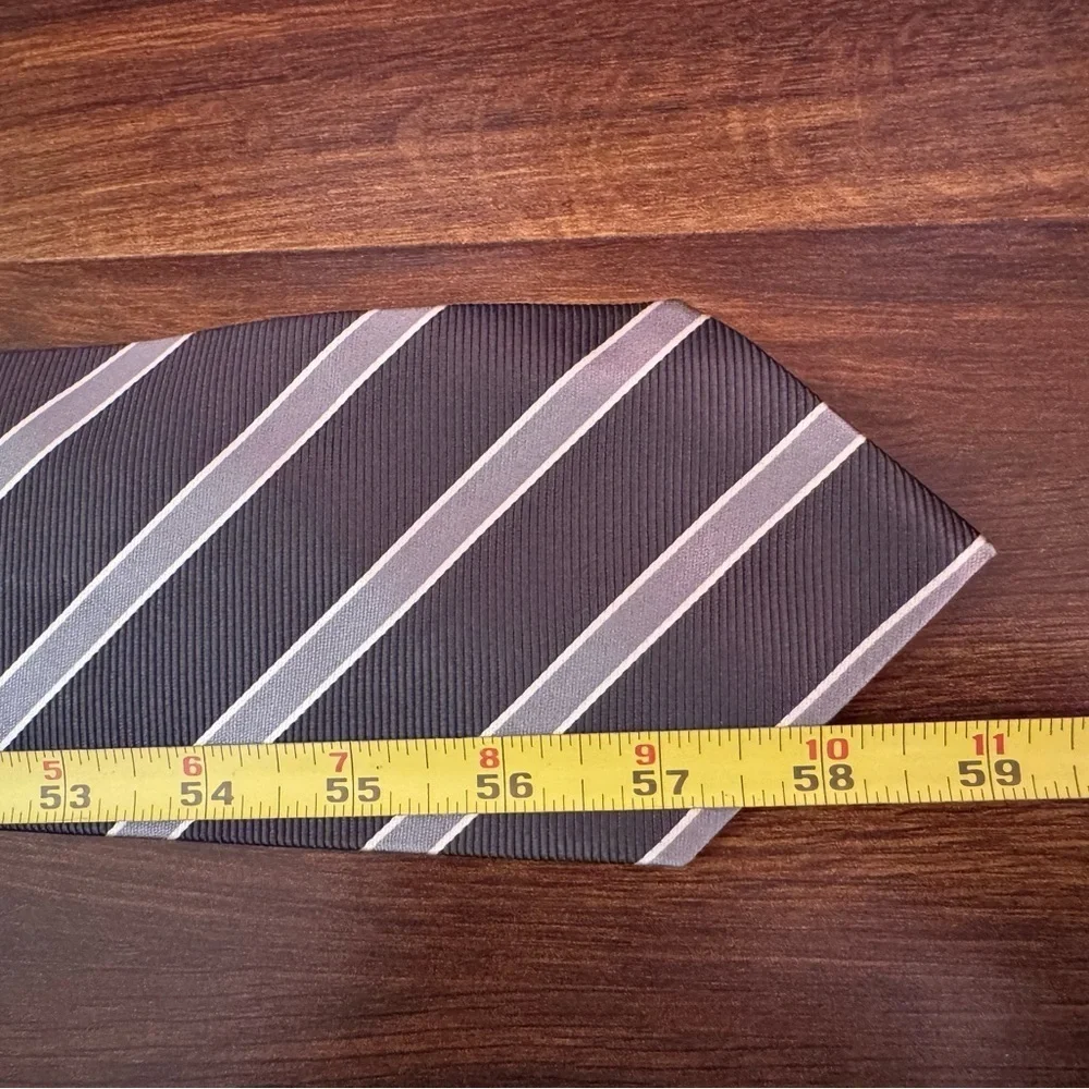 BROOKS BROTHERS “346” Classic All Silk Dark and Light Gray Formal Repp Tie